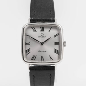 omega geneve roman numerals square dial swiss made wristwatch