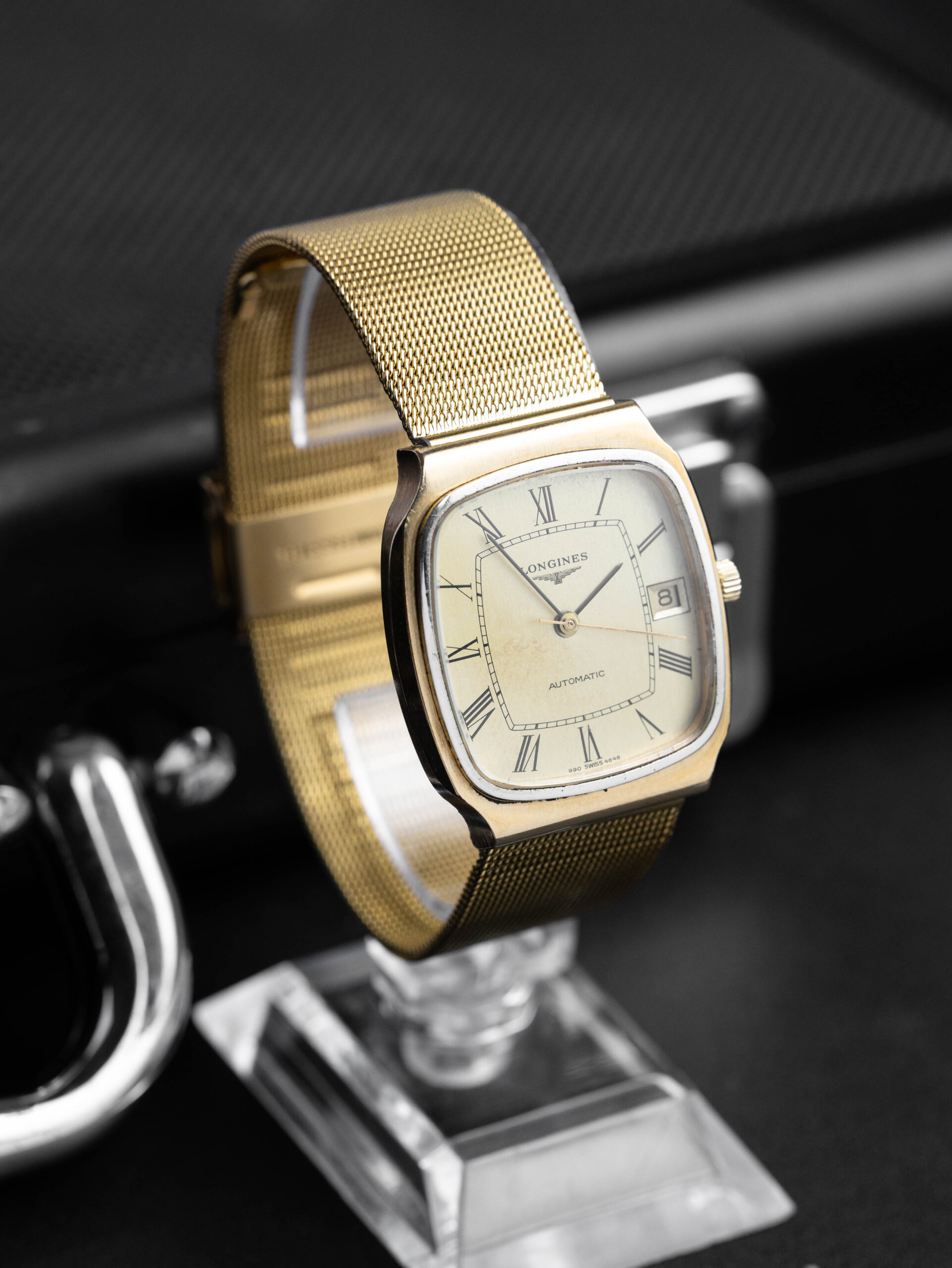 longines automatic ref. 4348 cushion case roman dial vintage watch longines automatic ref. 4348 cushion case roman dial vintage watch