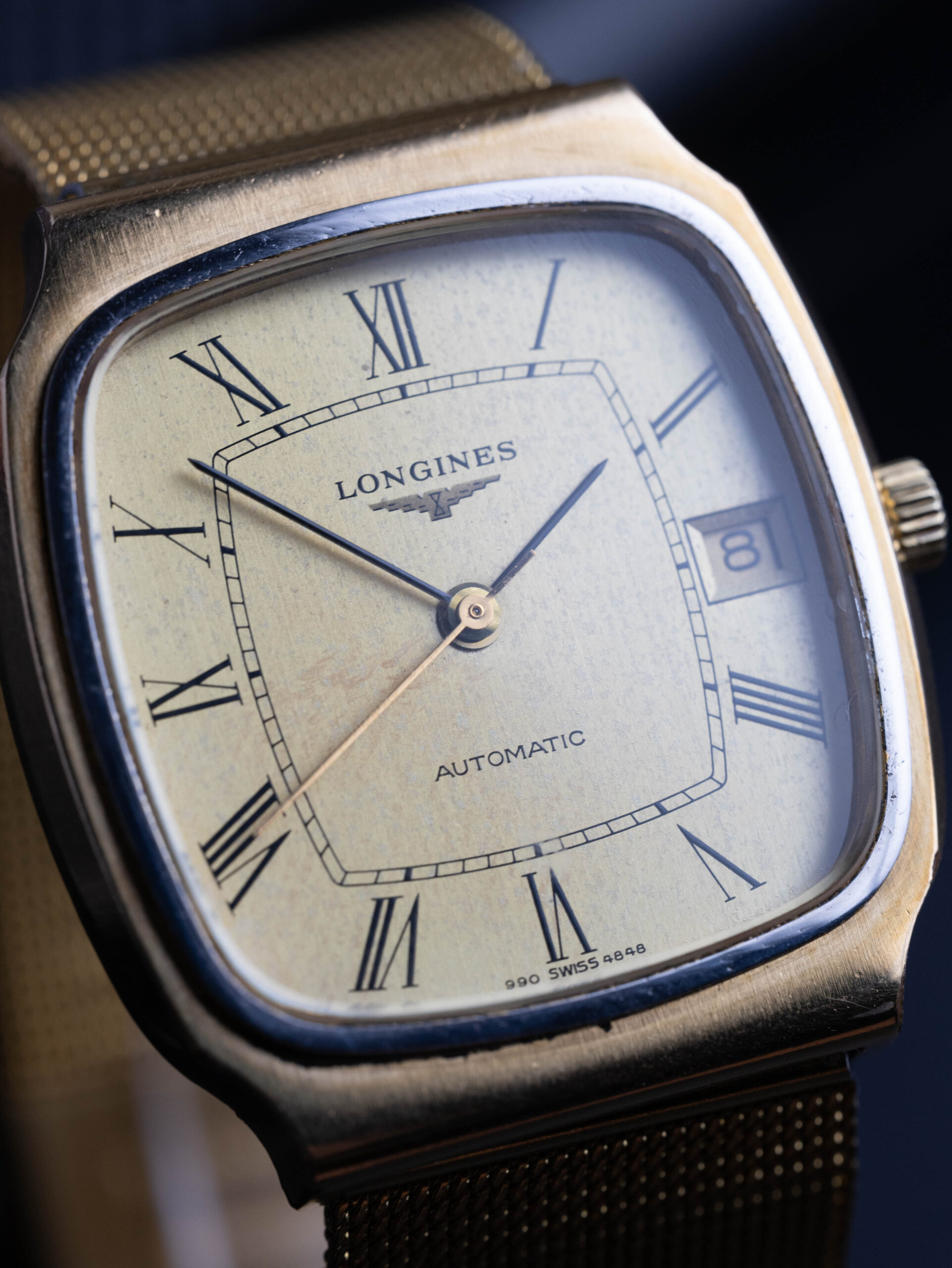 longines automatic ref. 4348 cushion case roman dial vintage watch longines automatic ref. 4348 cushion case roman dial vintage watch