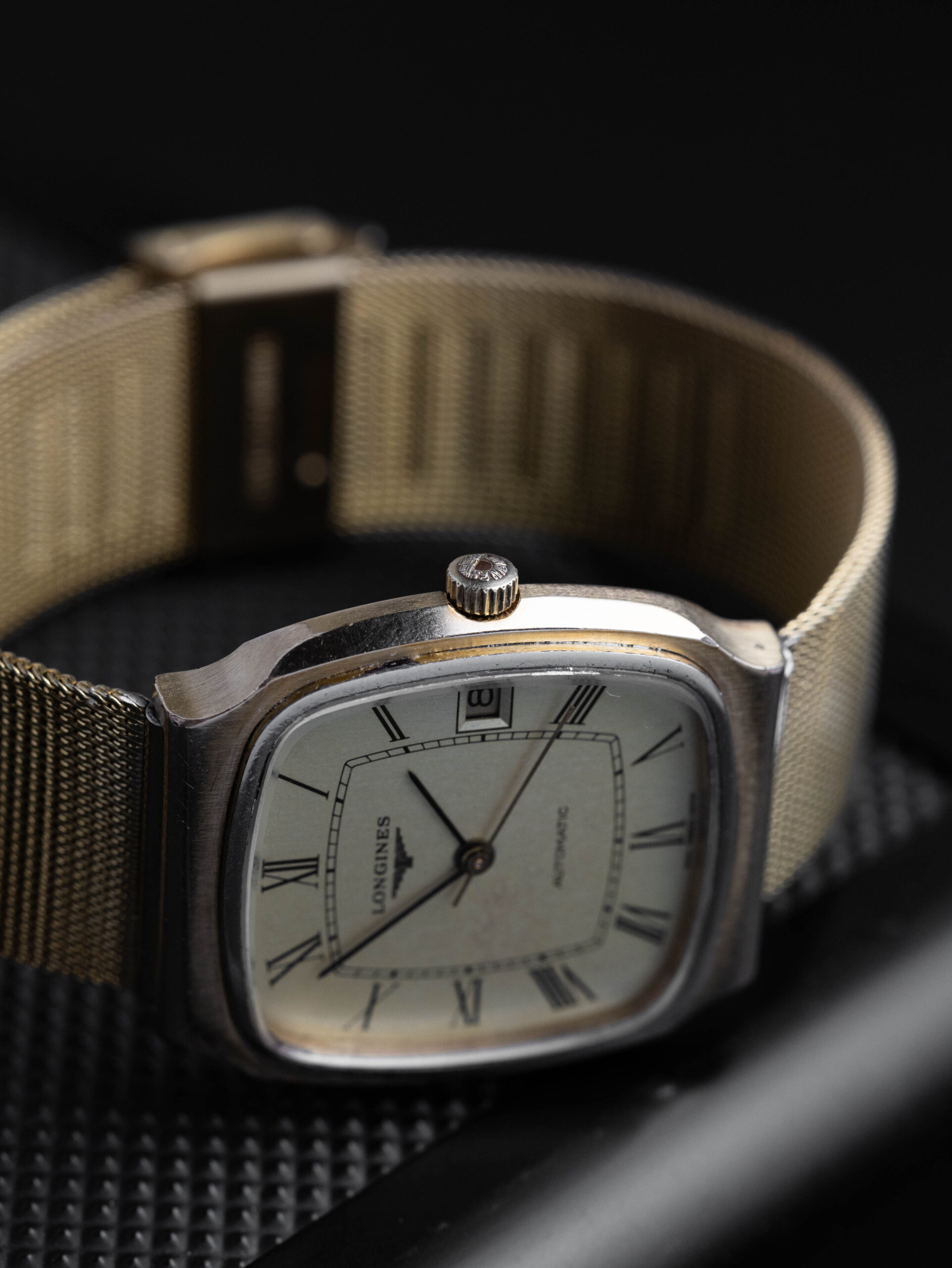 longines automatic ref. 4348 cushion case roman dial vintage watch longines automatic ref. 4348 cushion case roman dial vintage watch