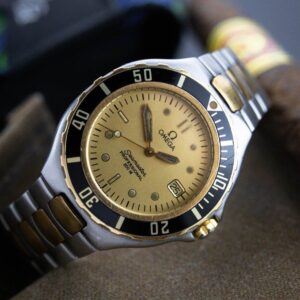 omega seamaster professional pre bond 18k gold bezel date swiss made wristwatch