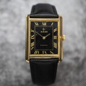 rado elegance black tank dress watch