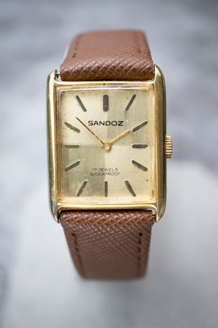 vintage sandoz manual wind tank type watch